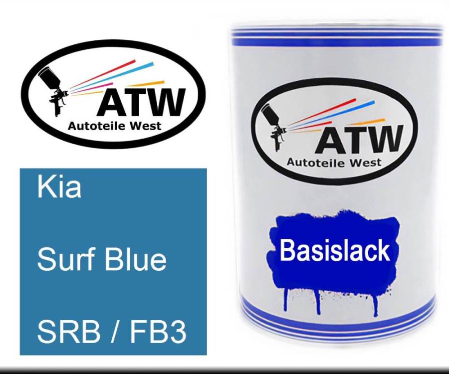 Kia, Surf Blue, SRB / FB3: 500ml Lackdose, von ATW Autoteile West.